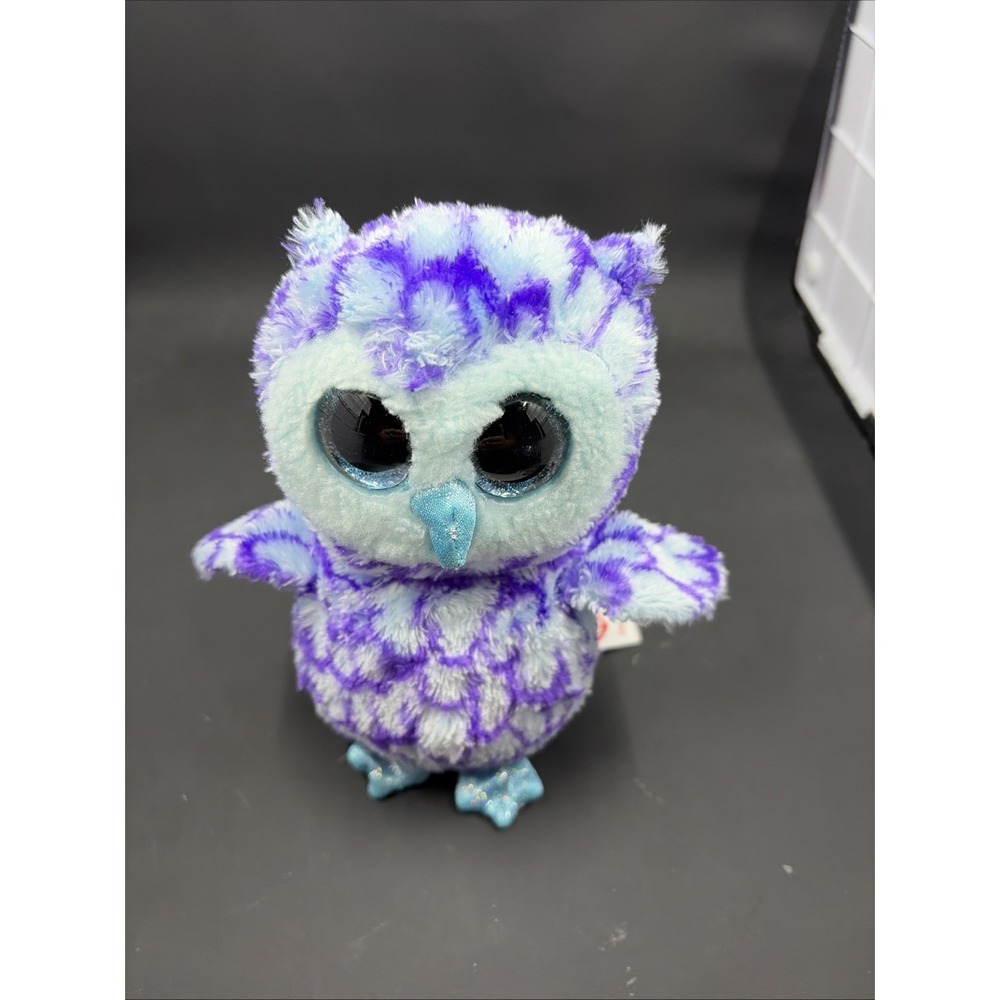 Ty Beanie Boos 6" Oscar‎ The Blue Purple Owl Plush Stuffed Animal